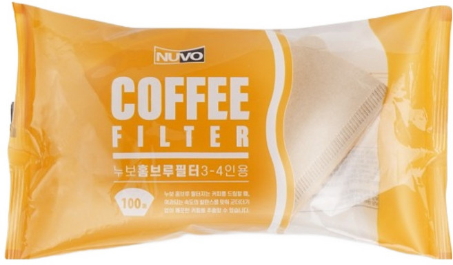 누보 홈브루 커피필터 브라운 3~4인용, 100개입, 1개