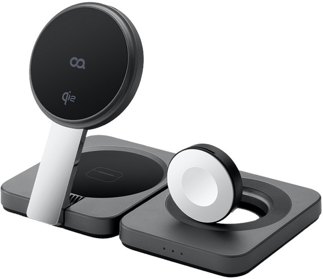 오아 폴드 Qi2 맥세이프 접이식 3in1 고속 무선 충전 거치대, 블랙, 1개