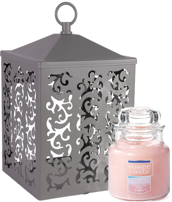 양키캔들 스몰자 + 코티지 미니캔들워머 선물세트, 핑크샌드, 그레이