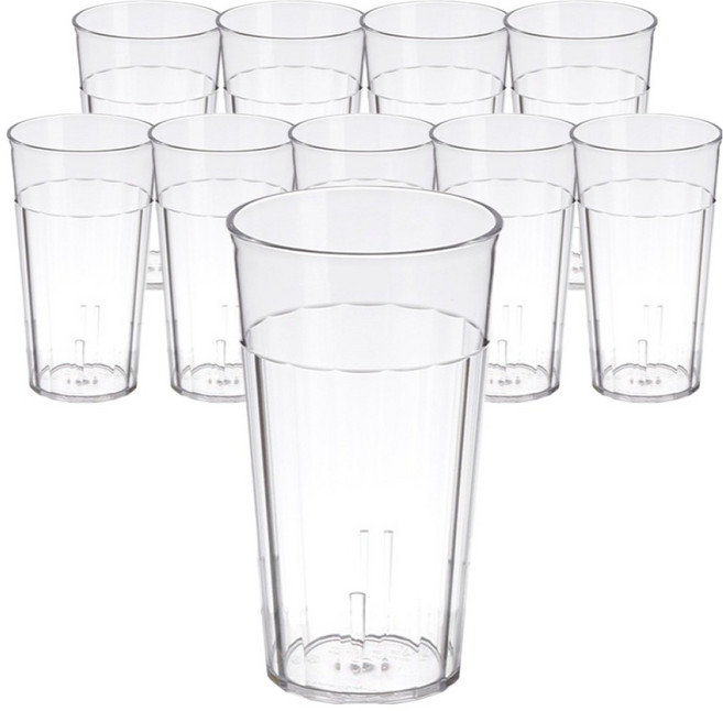 플라라 PC 원형 물컵 C38 370ml, 투명, 10개