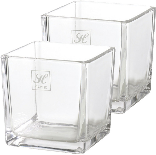 글라스코 사각 유리화병 2p, 투명