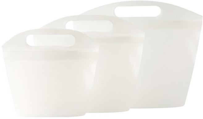 이지실리 실리콘 손잡이 지퍼백 500ml + 1L + 1.5L 세트, 화이트, 1세트