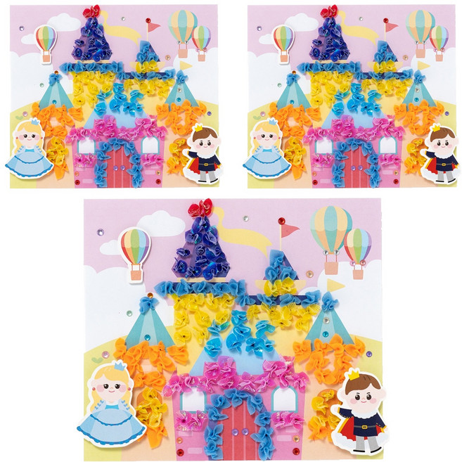 민화샵 종이 입체 모자이크 꾸미기 세트 성 UDOPP0582, 혼합색상, 3세트