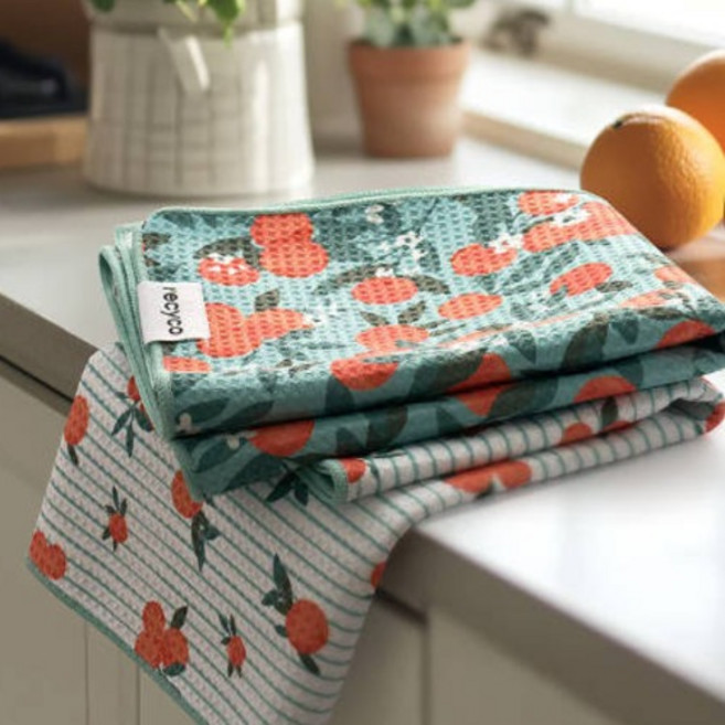 리시코 다용도 고리 핸드 타월 40 x 71 cm 2종 세트, 귤나무 패턴, 1세트