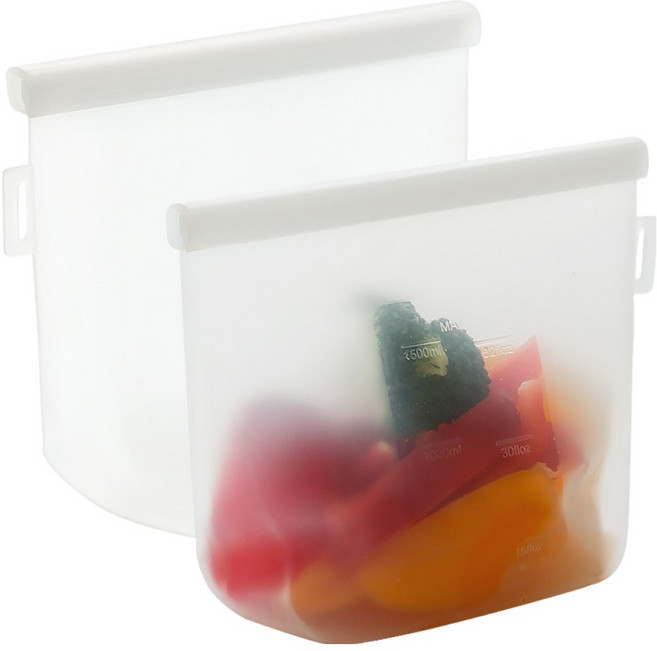 lilive 더블락 실리콘 지퍼백 화이트, 1.5L, 1개입, 2개