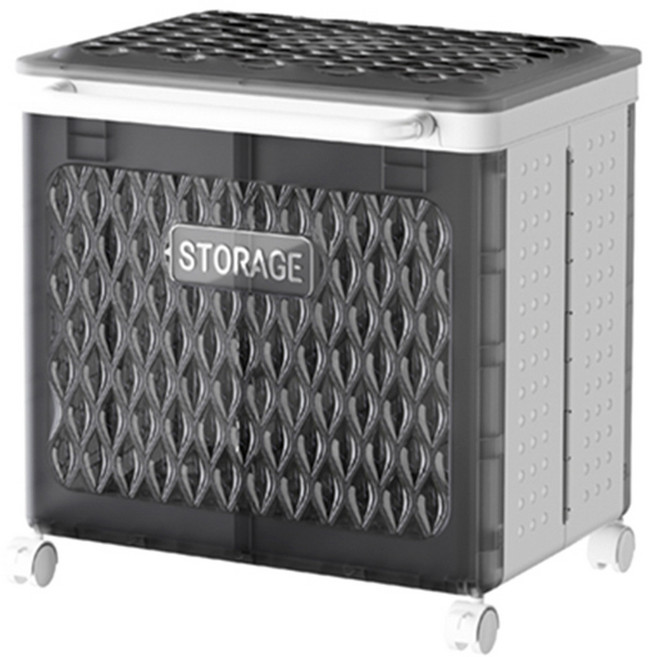 FAmILyLIFE 生活 輕奢風雙槽附蓋摺疊衣物收納籃 58L, 霧黑款, 1個