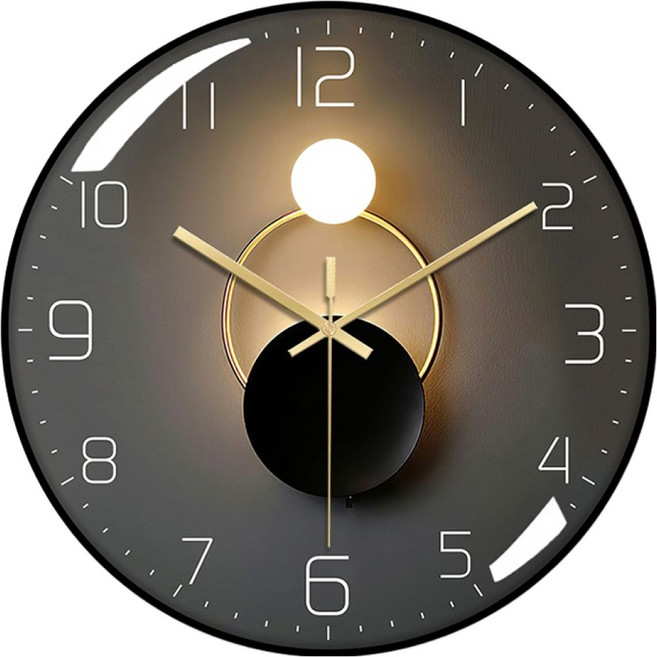 SUNORO 時尚超薄邊框靜音掛鐘 黑框A款, 黑色