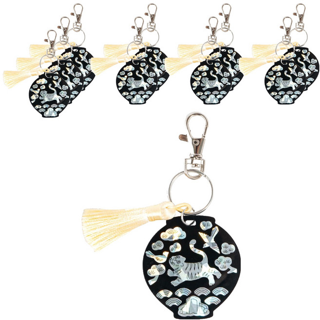 민화샵 자개 스티커 키링 호랑이 S240021C, 혼합색상, 10개