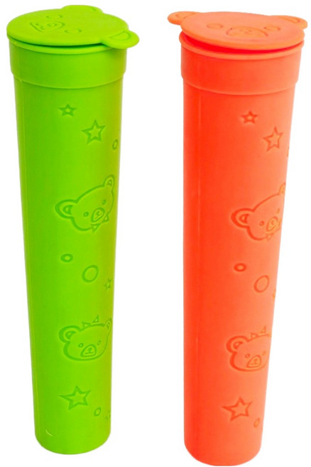 파미레 실리콘 아이스 폴라포 스틱 2종 세트, 오렌지, 그린, 1세트