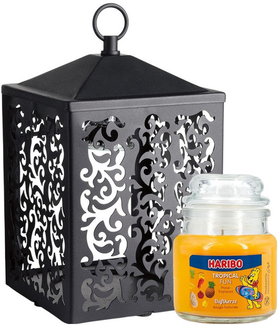 하리보 캔들 스몰자 + 코티지 미니캔들워머 선물세트, 블랙, 트로피칼펀