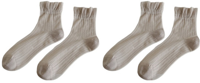 알로데 여성용 주름 시스루 양말 2켤레