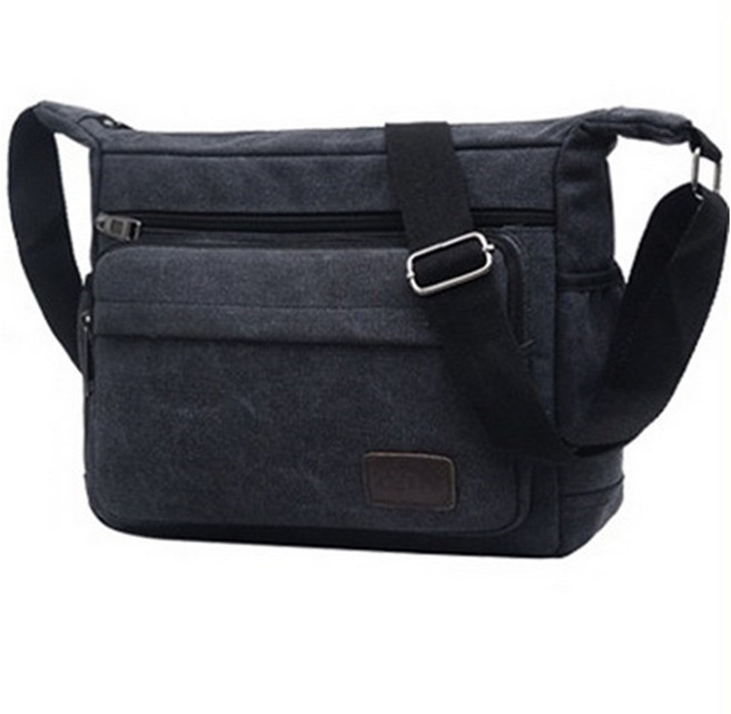 HILIO 男用郵差斜背包, 黑色