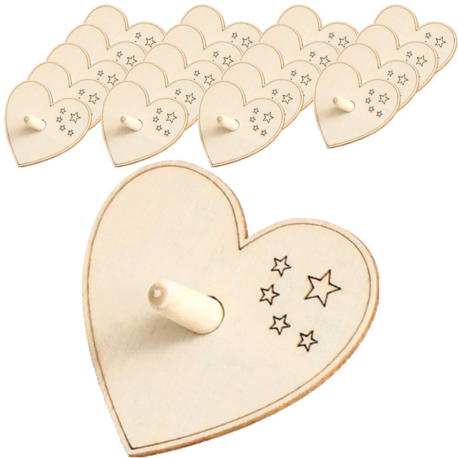 민화샵 나무팽이 만들기 하트 UDOWD003D, 혼합색상, 20개