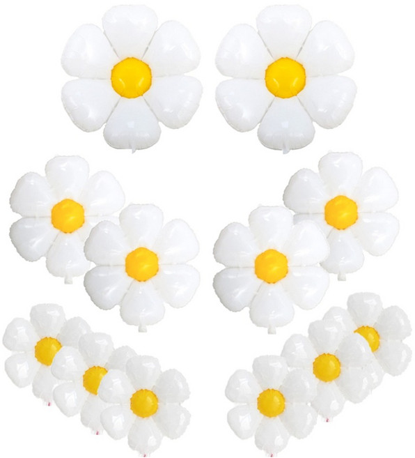 코히모 데이지 꽃 파티 풍선 대형 2p + 중형 4p + 소형 6p 세트, 1세트, 혼합색상