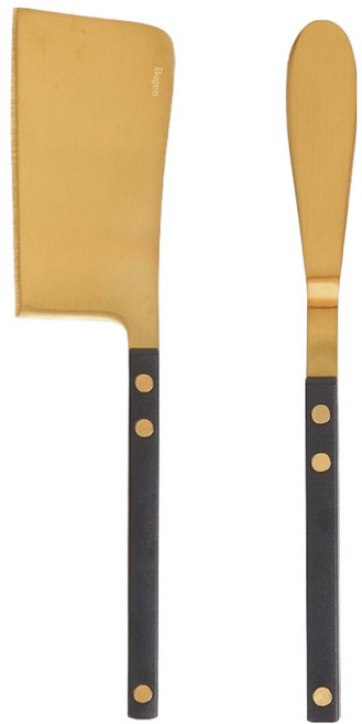 보겐 브리샤 커트러리 골드 치즈나이프 + 버터나이프 세트, 블랙, 1세트