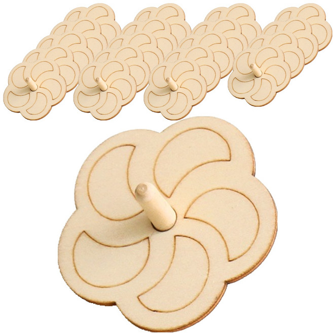 민화샵 나무팽이 만들기 세트 반달꽃잎 UDOWD0035, 혼합색상, 20세트