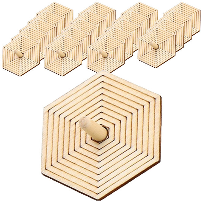 민화샵 나무팽이 만들기 세트 육각형 UDOWD0032, 혼합색상, 20세트