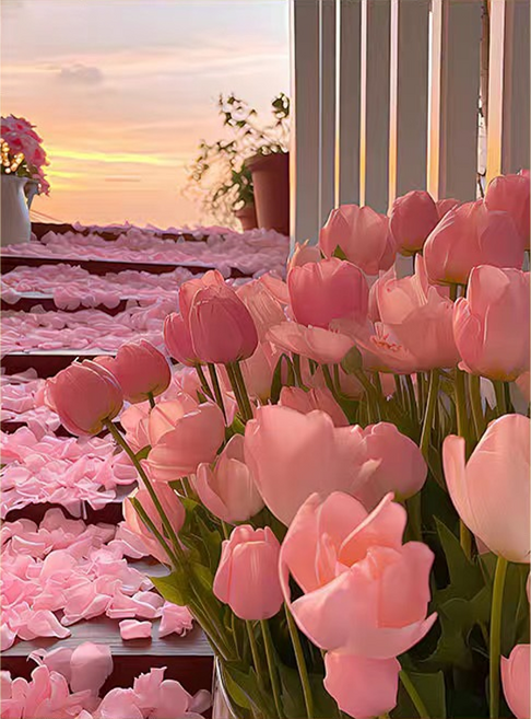 비엠디자인 플라워 소중한 십자수 30 x 40 cm, 로맨틱 튤립, 1개