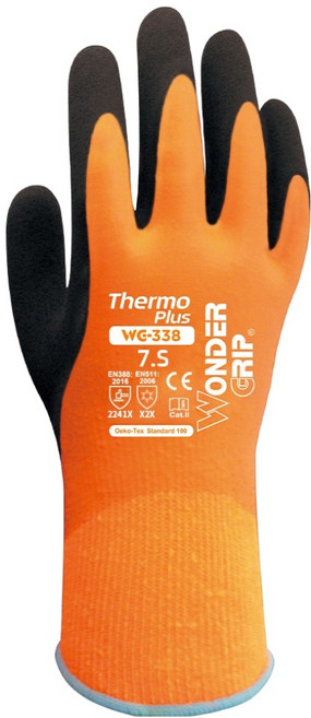 WONDER GRIP 多給力 防寒防水防滑手套 WG-338 工業安全, 橘色 + 黑色, 1雙