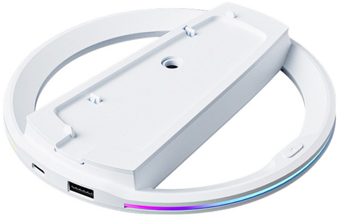 스페이스쉴드 소니 플레이스테이션 PS5 프로 슬림 호환 스펙트라 RGB 조명 콘솔 수직 버티컬 스탠드 받침대, 화이트, 1개