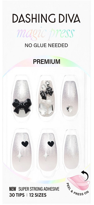 데싱디바 매직프레스 네일팁 세트 르누아, 블랙 + 그레이 + 실버, 1개