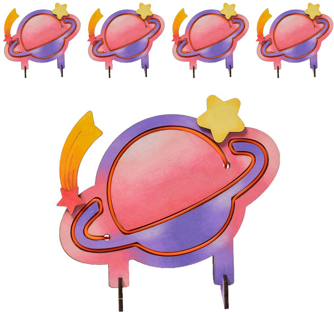 민화샵 MDF 네온사인 액자 만들기 토성 UDPWD109A, 5세트, 혼합색상