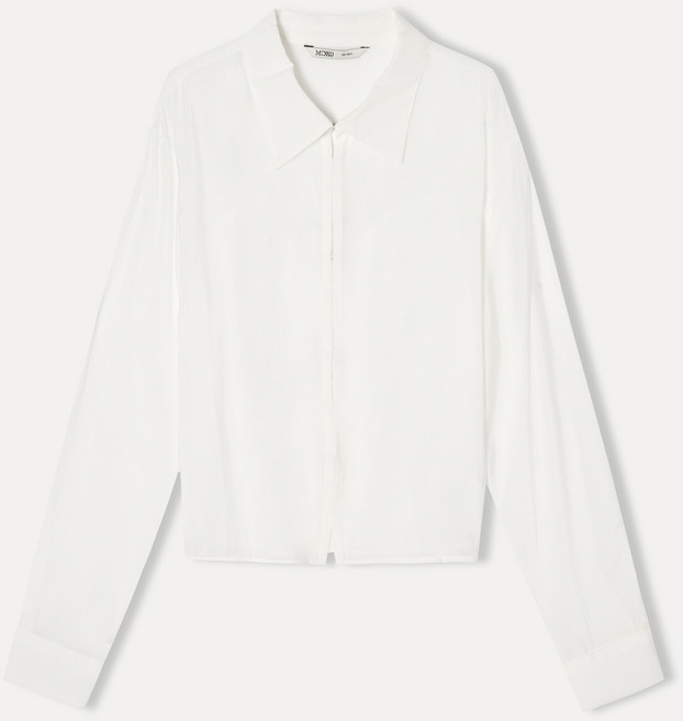 MIXXO 女款基本款透膚長袖短版襯衫
