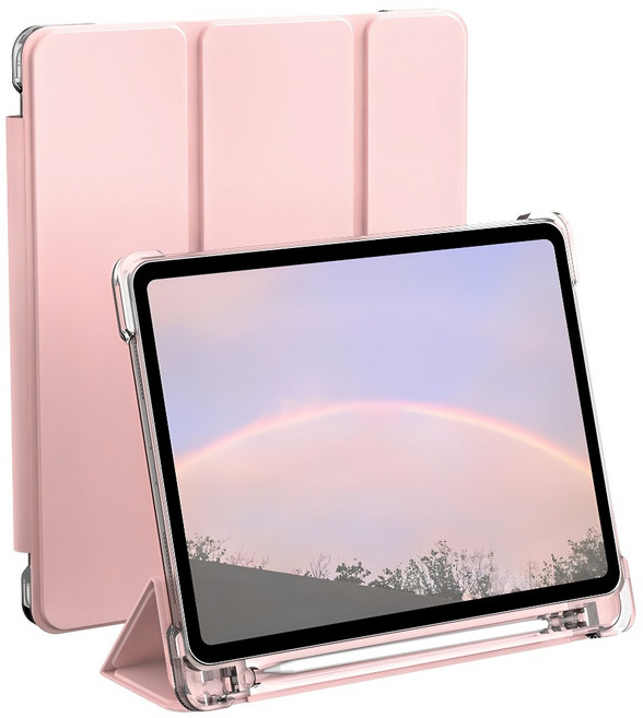 rorentech iPad 鉛筆收納智慧保護套, 淡粉色, 1個