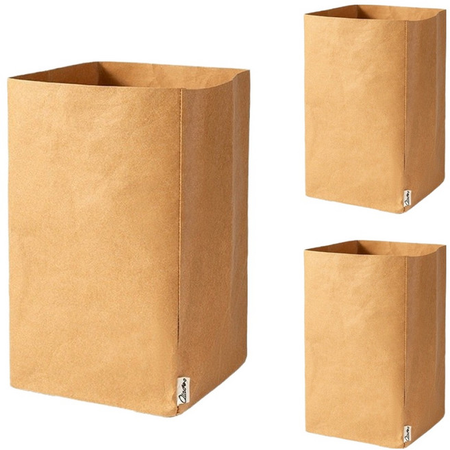 바른리빙 재사용가능 냉장고 정리 야채망 페이퍼백, 크라프트, 3개