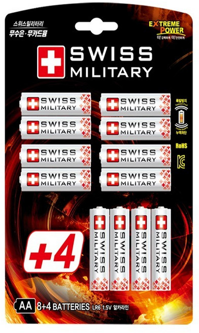 스위스밀리터리 알카라인 AA 카드형, 12개입, 1개