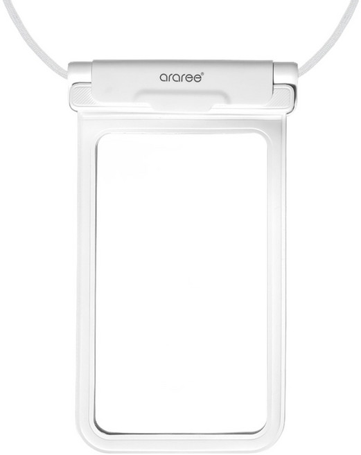 아라리 원터치 잠금 스마트폰 방수 케이스, 화이트, 1개