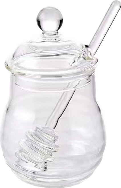 아메리칸로드 홈카페 투명 유리 꿀병용기 300ml + 교반봉 세트 HR1757, 1세트