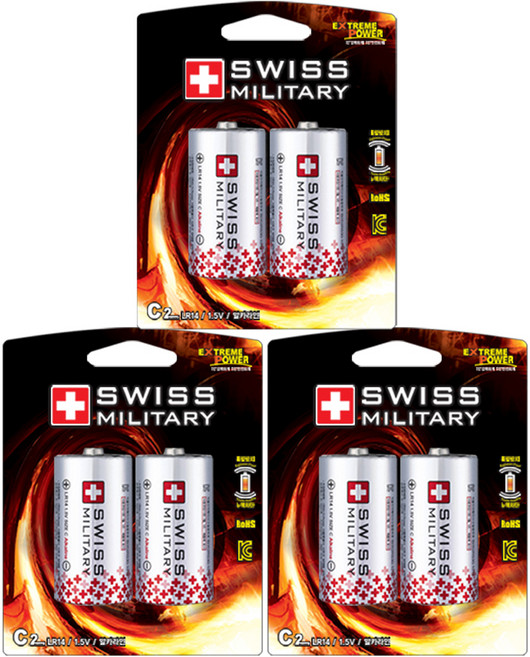 스위스밀리터리 알카라인 C형 LR14 카드형, 2개입, 3개