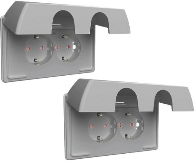 Legrand 羅格朗 Apela Simple 防水橫式防滴型雙孔嵌入式插座 銀色, 2個