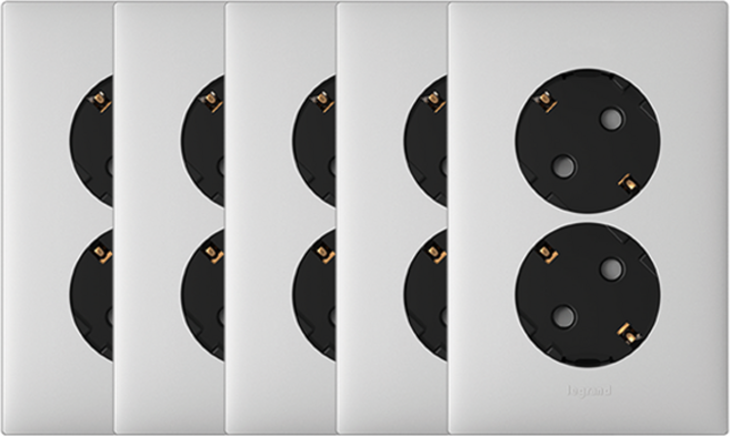 르그랑 아펠라 Simple 45도 핀타입 2구 매입 콘센트 실버, 5개