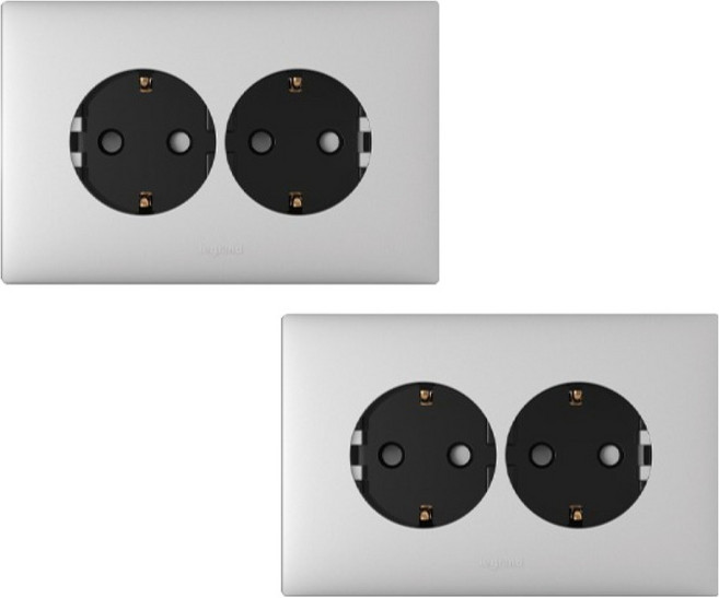 르그랑 아펠라 실버 Simple 2구 매입콘센트 가로형, 2개
