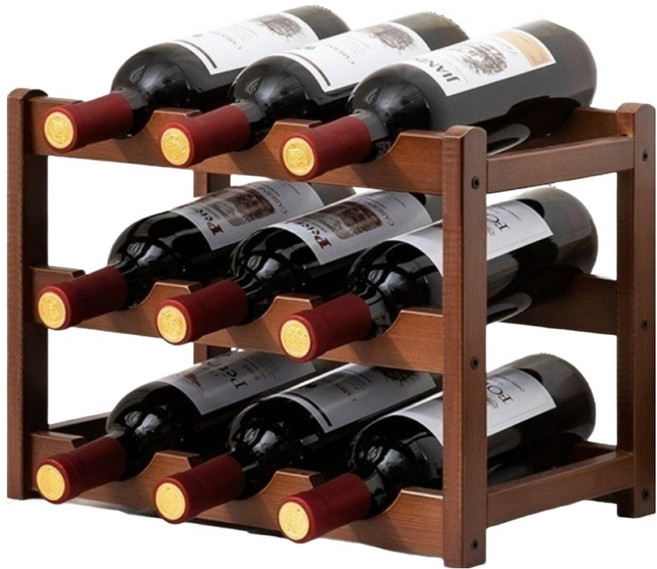 올파라존 예쁜 모던한 9개입 가능 와인랙 330 x 235 x 270 mm, 브라운, 1개