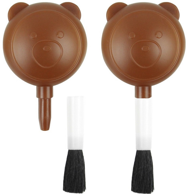 소잉바이핸드 곰돌이 미싱 키보드 먼지 제거 에어블로워 + 브러쉬 세트, 브라운, 2세트