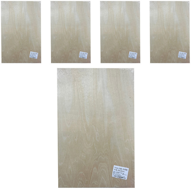 木百貨 椴木合板 300 x 200 x 7mm, 5個