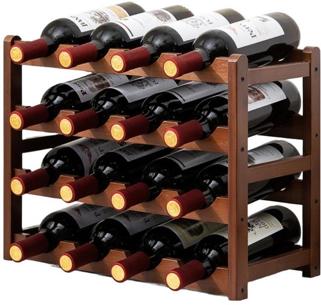 올파라존 예쁜 모던한 16개입 가능 와인랙 430 x 235 x 380 mm, 갈색, 1개