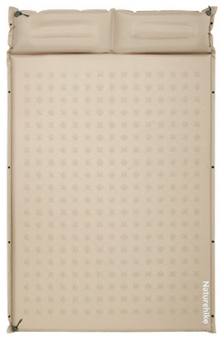 Naturehike 挪客 D系列帶枕雙人自動充氣墊, 卡其色