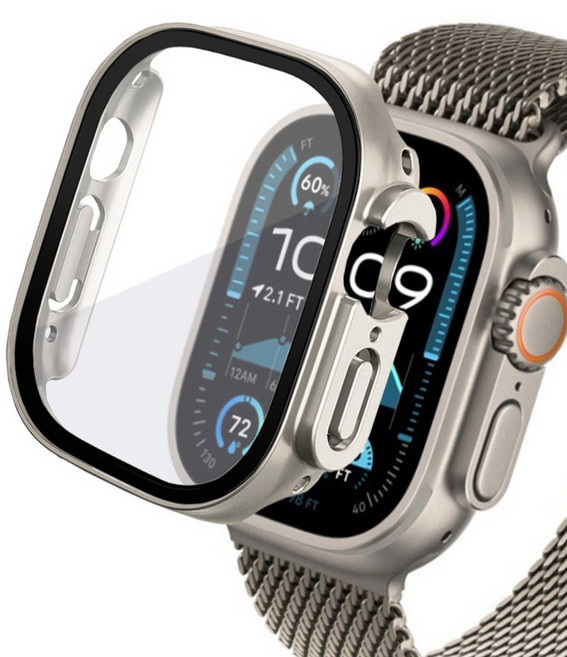 리아몬트 애플워치 강화유리 풀커버 액정 보호 케이스, 스타라이트, 1개