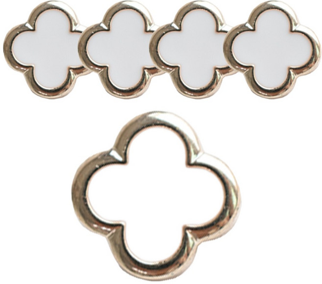 yarna 빈티지 포인트 단추 07 클로버 18mm, 화이트, 5개