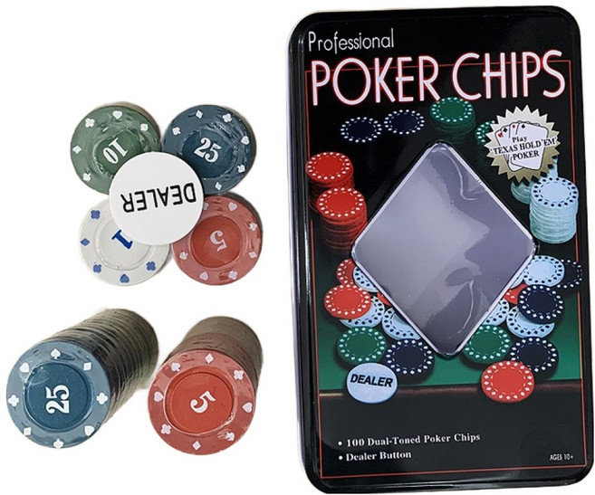 가정용 카지노 놀이 포커 칩 100p 세트, 혼합색상, 1세트