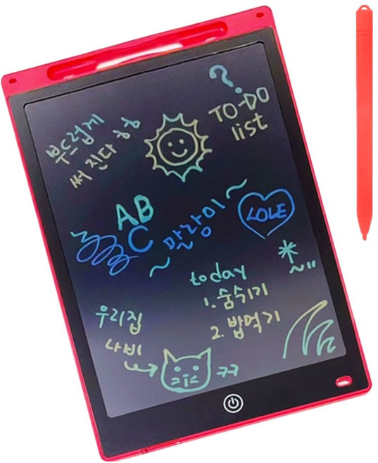 아가플러스 컬러 LCD 와이드 드로잉 패드, 빨강, 1개