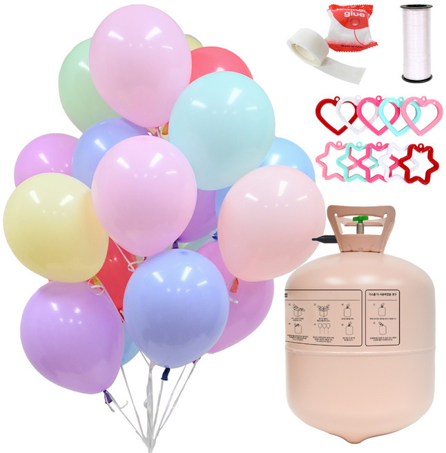 파티클럽 헬륨가스 35개용 + 마카롱 풍선 세트, 혼합색상, 1세트