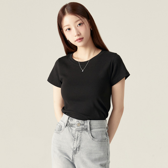 로엠 여성용 슬림핏 반팔 티셔츠