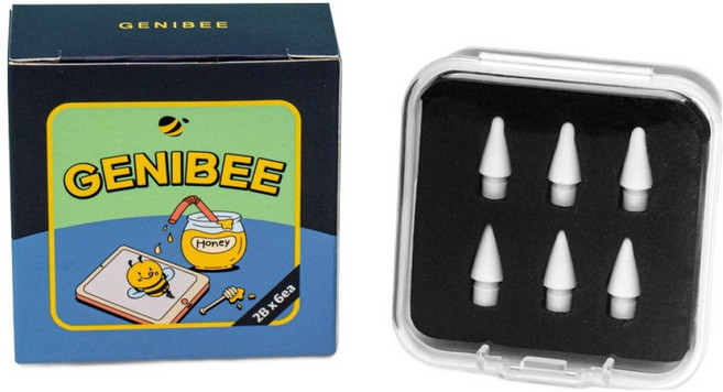GENIBEE 鉛筆質感 Apple Pencil 相容 2B 筆尖 6入, 1個, 白色