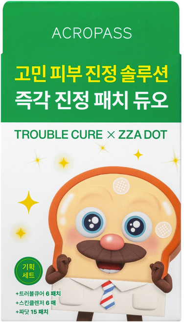 아크로패스 브레드이발소 트러블큐어 마이크로콘 패치 x 짜닷 진정 패치 듀오, 1개, 1개입
