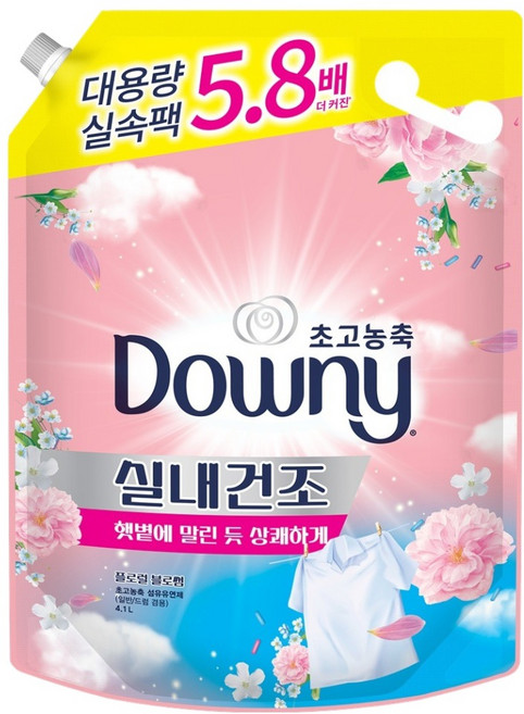 다우니 실내건조 초고농축 섬유유연제 플로럴 블로썸 리필, 4.1L, 1개